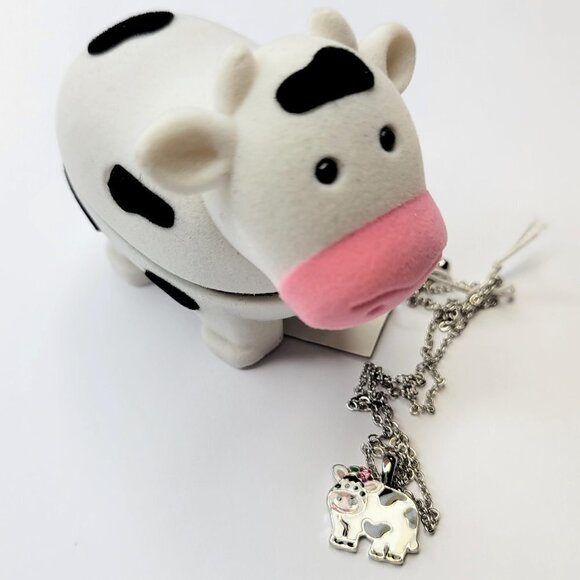 Cow Pendant Necklace in Cow Theme Keepsake Box - Picture 2 of 9